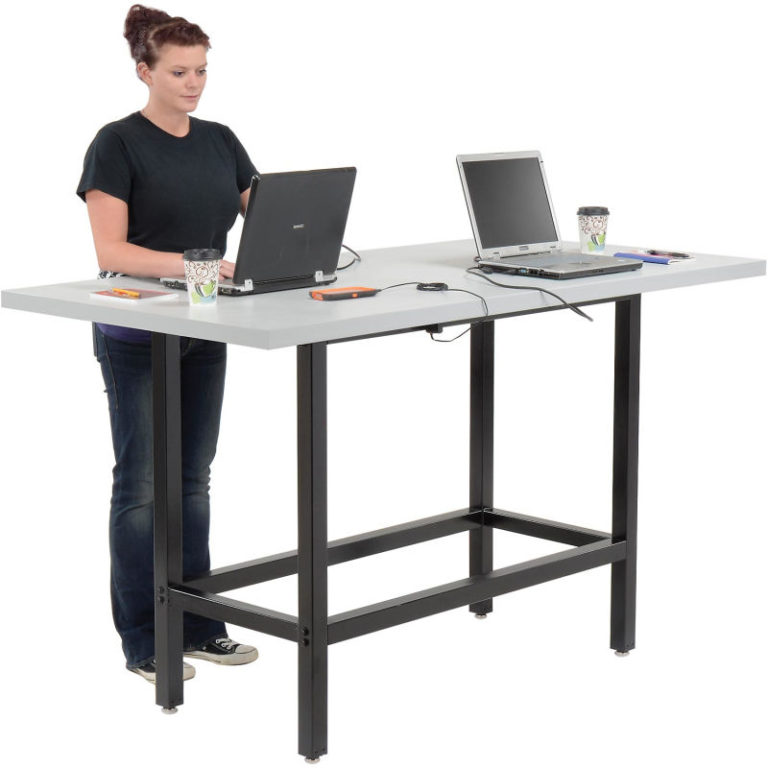 Interion Standing Height Table with Power 72"L x 36"W x 42"H