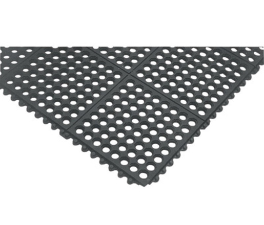 Superior Manufacturing Notrax® 3' X 3' Black 3/4" Thick Nitrile Rubber Cushion-Ease® Wet/Dry Area Safety/Anti-Fatigue Floor Mat With Interlocking Edges