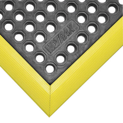 Superior Manufacturing Notrax® 3' X 3' Black 3/4" Thick Nitrile Rubber Niru® Cushion-Ease® Wet/Dry Area Safety/Anti-Fatigue Floor Mat With Straight Edges And Holes Without Grit
