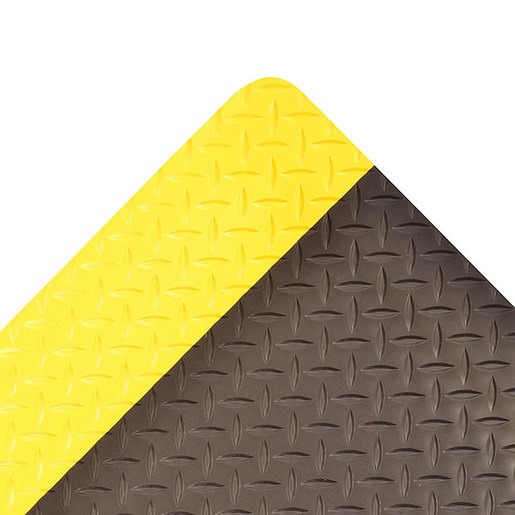 Superior Manufacturing 3" X 75" Yellow And Black 3/4" Thick Vinyl 975 Cushion Trax® Ultra™ Non-Slip Anti-Fatigue Floor Mat