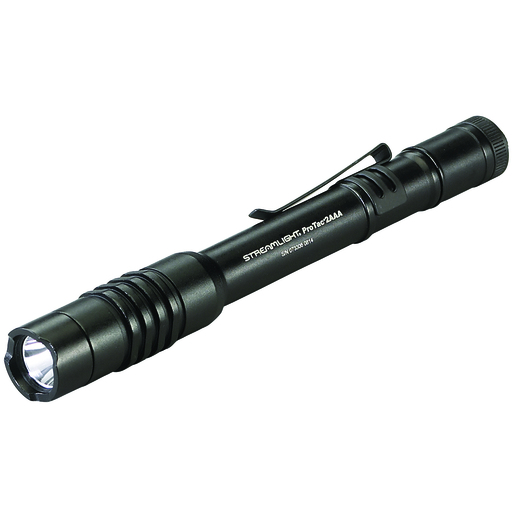 Streamlight® Black ProTac® Professional Tactical Flashlight With White LED And Removable Pocket Clip (2 AAA Alkaline Batteries Included)
