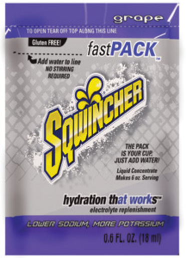 Sqwincher® .6 Ounce Fast Pack® Liquid Concentrate Packet Grape Electrolyte Drink - Yields 6 Ounces (50 Single Serving Packets Per Box)