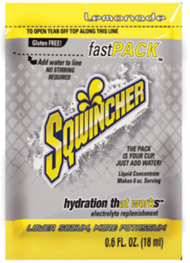 Sqwincher® .6 Ounce Fast Pack® Liquid Concentrate Packet Lemonade Electrolyte Drink - Yields 6 Ounces (50 Single Serving Packets Per Box)