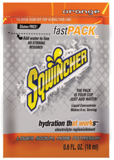 Sqwincher® .6 Ounce Fast Pack® Liquid Concentrate Packet Orange Electrolyte Drink - Yields 6 Ounces (50 Single Serving Packets Per Box)