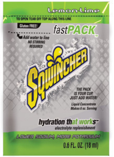 Sqwincher® .6 Ounce Fast Pack® Liquid Concentrate Packet Lemon Lime Electrolyte Drink - Yields 6 Ounces (50 Single Serving Packets Per Box)