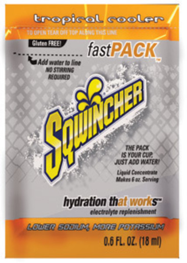 Sqwincher® .6 Ounce Fast Pack® Liquid Concentrate Packet Tropical Cooler Electrolyte Drink - Yields 6 Ounces (50 Single Serving Packets Per Box)