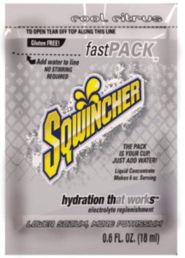 Sqwincher® .6 Ounce Fast Pack® Liquid Concentrate Packet Cool Citrus Electrolyte Drink - Yields 6 Ounces (50 Single Serving Packets Per Box)