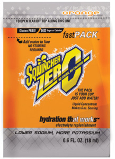Sqwincher® .6 Ounce Fast Pack®ZERO Liquid Concentrate Packet Orange Lite Electrolyte Drink - Yields 6 Ounces (50 Single Serving Packets Per Box)