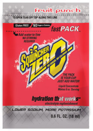 Sqwincher® .6 Ounce Fast Pack®ZERO Liquid Concentrate Packet Fruit Punch Lite Electrolyte Drink - Yields 6 Ounces (50 Single Serving Packets Per Box)