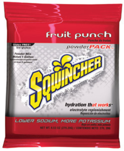 Sqwincher® 9.53 Ounce Powder Pack™ Instant Powder Concentrate Packet Fruit Punch Electrolyte Drink - Yields 1 Gallon (20 Single Serving Packets Per Box)