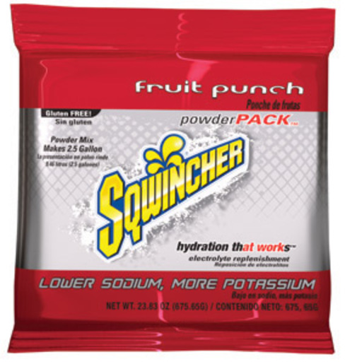 Sqwincher® 23.83 Ounce Powder Pack™ Instant Powder Concentrate Packet Fruit Punch Electrolyte Drink - Yields 2.5 Gallons (32 Packets Per Case)
