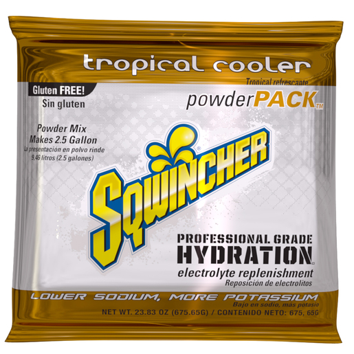 Sqwincher® 23.83 Ounce Powder Pack™ Instant Powder Concentrate Packet Tropical Cooler Electrolyte Drink - Yields 2.5 Gallons (32 Packets Per Case)