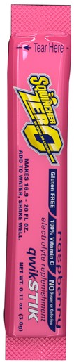 Sqwincher® .11 Ounce Qwik Stik™ ZERO Instant Powder Concentrate Stick Raspberry Electrolyte Drink - Yields 20 Ounces (50 Each Per Package)
