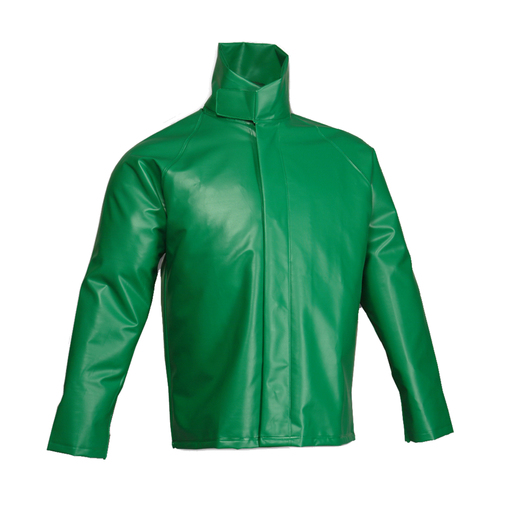 Tingley 2X 32" Green SafetyFlex® 17 mil PVC And Polyester Rain Jacket With Snap And Storm Flap Closure