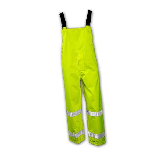Tingley 2X Fluorescent Yellow/Green Icon™ 12 mil Polyurethane And Polyester Class E Level 2 Rain Bib Overalls With Snap Fly Front Closure And Silver Reflective Tape