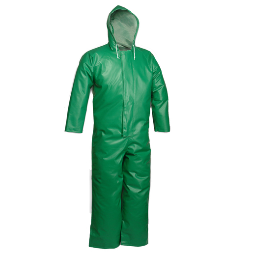 Tingley 2X Green SafetyFlex® 17 mil PVC And Polyester Coveralls With Hook And Loop Closure And Hood