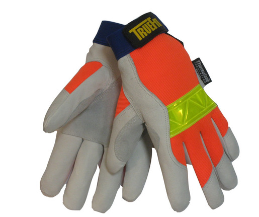 Tillman™ 2X Hi-Viz Orange And Gray TrueFit™ Top Grain Pigskin Thinsulate™ Lined Cold Weather Gloves With Reinforced Thumb, Elastic Cuff, Hook And Loop Closure, Rough Side Out Double Palm And Hi-Viz Orange Spandex® Back