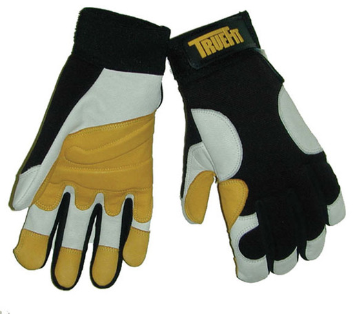Tillman™ Large Black, Gold And Pearl TrueFit™ Full Finger Top Grain Goatskin Super Premium Mechanics Gloves With Elastic Cuff, Nylon Spandex® Back, Goatskin Double Palm And Thumb, Reinforced Fingertips And Additional Padding