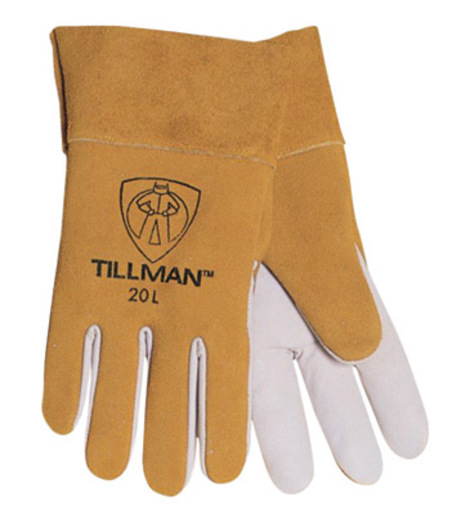 Tillman™ Large Bourbon Brown Top Grain Kidskin Standard Grade TIG Welders Gloves With Straight Thumb, 2" Cuff And Kevlar® Lock Stitching
