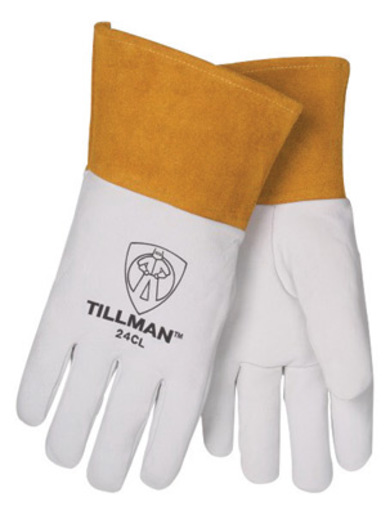 Tillman™ Medium Pearl Split Deerskin Unlined Premium Grade TIG Welders Gloves With Straight Thumb, 4" Cuff And Kevlar® Lock Stitching