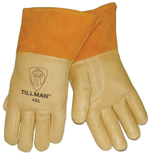 Tillman™ Large Brown Top Grain Pigskin Cotton/Foam Lined Premium Grade MIG Welders Gloves With Straight Thumb, 4" Cuff And Kevlar® Lock Stitching