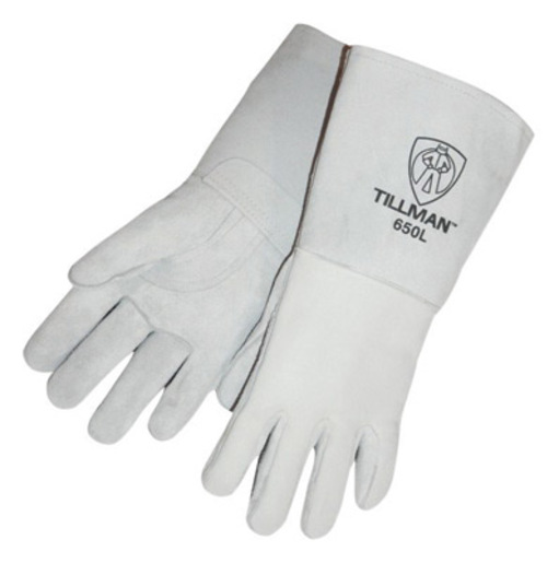 Tillman™ Large 14" Gray Top Grain Cowhide Cotton/Foam Lined Premium Grade Stick Welders Gloves With Reinforced Straight Thumb, Stiff Cowhide Cuff, Welted Finger And Kevlar® Lock Stitching (Carded)