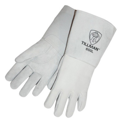 Tillman™ Medium 14" Gray Top Grain Cowhide Cotton/Foam Lined Premium Grade Stick Welders Gloves With Reinforced Straight Thumb, Stiff Cowhide Cuff, Welted Finger And Kevlar® Lock Stitching (Carded)
