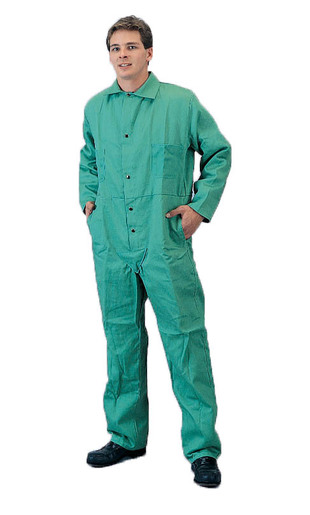 Tillman™ 2X Green 9 Ounce 100% Cotton Westex® FR7A® Flame Retardant Coverall With Snap Front Closure And 2 Rear, Front Pockets