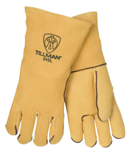 Tillman™ Large 14" Gold Top Grain Elkskin Wool Lined Super Premium Grade Stick Welders Gloves With Straight Thumb, Welted Finger And Kevlar® Lock Stitching (Carded)