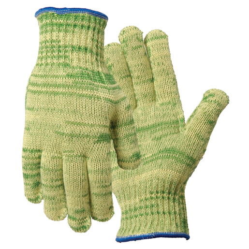 Wells Lamont Large Green And Yellow Whizard® Metalguard® Gunn Cut 7 ga Heavy Weight Fiber And Stainless Steel Ambidextrous Cut Resistant Gloves With Knitwrist, Dyneema® Lined And Additional Reinforcement Thumb Crotch