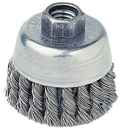 Radnor 2 3/4" X 3/8" - 24 Carbon Steel Knot Wire Cup Brush For Use On Small Angle Grinders