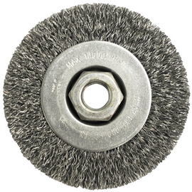 Radnor 4" X 5/8" - 11 Carbon Steel Crimped Wire Wheel Brush For Use On Small Angle Grinders
