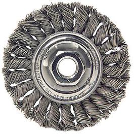 Radnor 4" X M-10 x 1.25 Carbon Steel Standard Twist Knot Wire Wheel Brush For Use On Small Angle Grinders