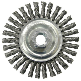 Radnor 4" X 3/8" - 24 Carbon Steel Stringer Bead Twist Knot Wire Wheel Brush For Use On Small Angle Grinders