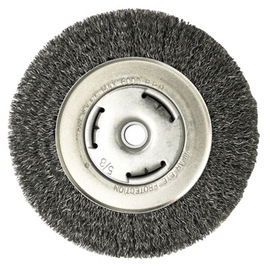 Radnor 6" X 5/8" - 1/2" Carbon Steel Crimped Wire Wheel Brush For Use On Bench And Die Grinders