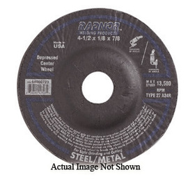 Radnor 4 1/2" X 1/8" X 7/8" A24R Aluminum Oxide Type 27 Depressed Center Cut Off Wheel For Use With Right Angle Grinder On Metal And Steel