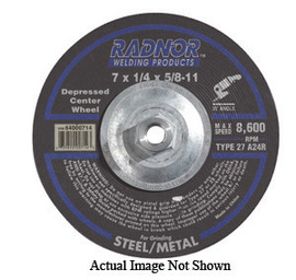Radnor 7" X 1/8" X 5/8" - 11 A24R Aluminum Oxide Type 27 Depressed Center Cut Off Wheel For Use With Right Angle Grinder On Metal And Steel