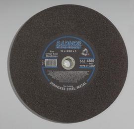 Radnor 14" X 3/32" X 1" A36P Aluminum Oxide Reinforced Type 1 Cut Off Wheel For Use With Chop Saw On Metal