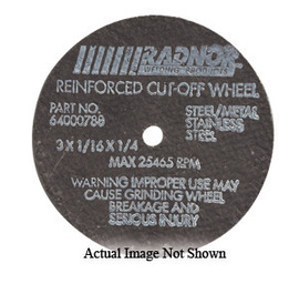 Radnor 3" X .0350" X 1/4" A60O Aluminum Oxide Reinforced Type 1 Cut Off Wheel For Use With Straight Shaft Grinder On Metal