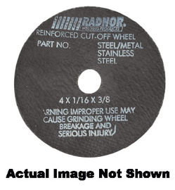 Radnor 4" X 1/16" X 3/8" A36T Aluminum Oxide Reinforced Type 1 Cut Off Wheel For Use With Straight Shaft Grinder On Metal