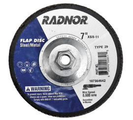 Radnor 7" X 5/8" - 11 36 Grit Aluminum Oxide Type 29 Flap Disc