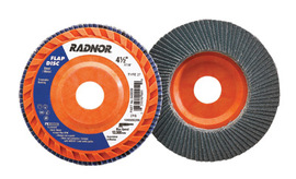 Radnor 4 1/2" X 7/8" 40 Grit Zirconia Alumina Type 27 Flap Disc With Trimmable Plastic Back