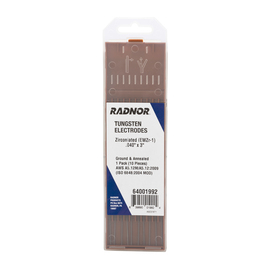 Radnor 0.040" X 3" Ground Finish Zirconiated Tungsten Electrode (10 Per Package)