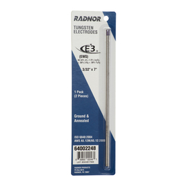 Radnor 3/32" X 7" Ground Finish E3ª Tungsten Electrode (2 Per Card)