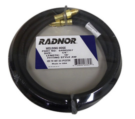 Radnor 1/4" X 25' Black Inert Gas Hose With AW14-A Male Right Hand, B-Size Fittings