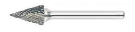 Radnor SM-41DC 1/8" Dia X 11/32" X 1/8" X 1 1/2" 12ยก Pointed Cone Double Cut Carbide Bur