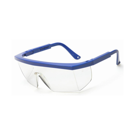 Radnor Retro Series Safety Glasses With Blue Frame, Clear Anti-Scratch Lens And Integrated Sideshields
