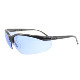 Radnor Motion Series Safety Glasses With Black Frame, Blue Polycarbonate Scratch Resistant Lens And Adjustable Temples