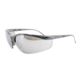Radnor Motion Series Safety Glasses With Black Frame, Silver Mirror Polycarbonate Lens With Scratch Resistant Coating And Adjustable Temples