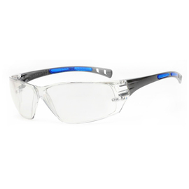 Radnor Cobalt Classic Series Safety Glasses With Charcoal Frame, Clear Indoor/Outdoor Lens And Flexible Cushioned Temple